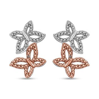 Schmetterlingsohrringe mit Champagner und wei&szlig;en Diamantakzenten