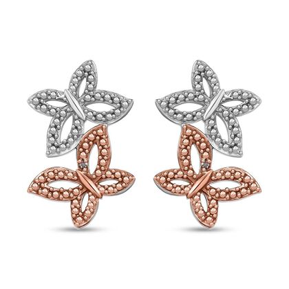 Nat&uuml;rlicher Champagner Diamant Schmetterling Ohrringe, Messing