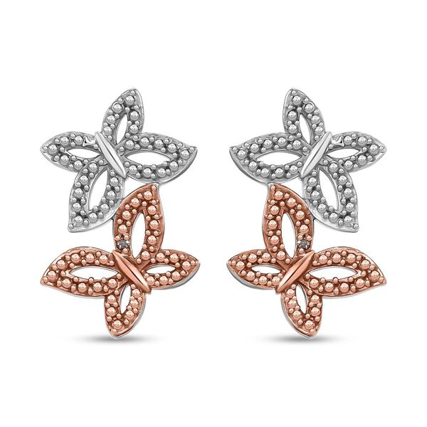 Schmetterlingsohrringe mit Champagner und wei&szlig;en Diamantakzenten