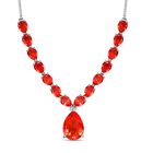 Padparadscha Triplett Quarz Halskette, ca. 45 cm, 925 Silber platiniert ca. 29.90 ct