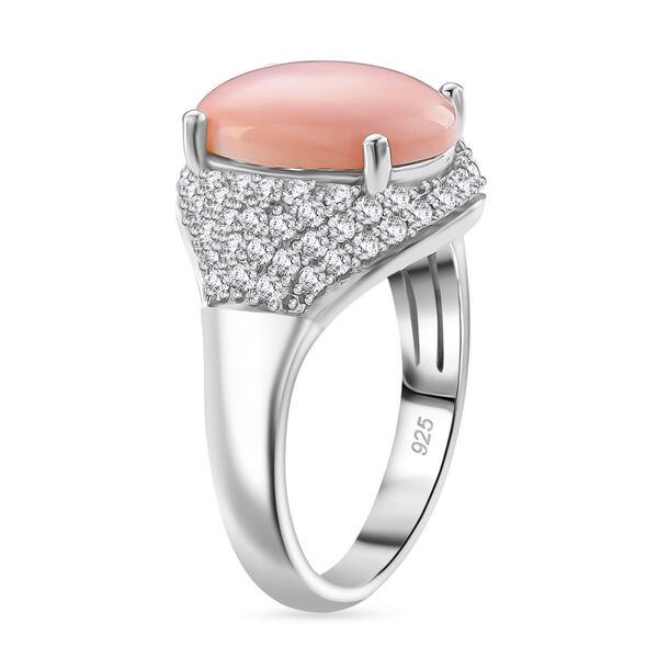 D'Joy Nat&uuml;rlicher Rosa K&ouml;nigsmuschel Perle, Wei&szlig;er Zirkon Ring 925 Silber rhodiniert (Gr&ouml;&szlig;e 16.00) image number 3