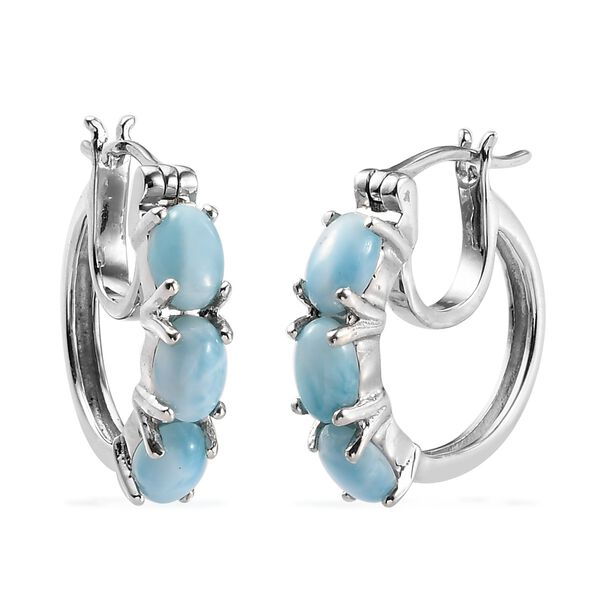 larimar Creolen 925 Silber platiniert ca. 2,69 ct image number 0