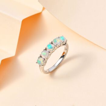 AA Nat&uuml;rlicher, &auml;thiopischer Welo Opal Ring 925 Silber platiniert (Gr&ouml;&szlig;e 19.00) ca. 0,83 ct