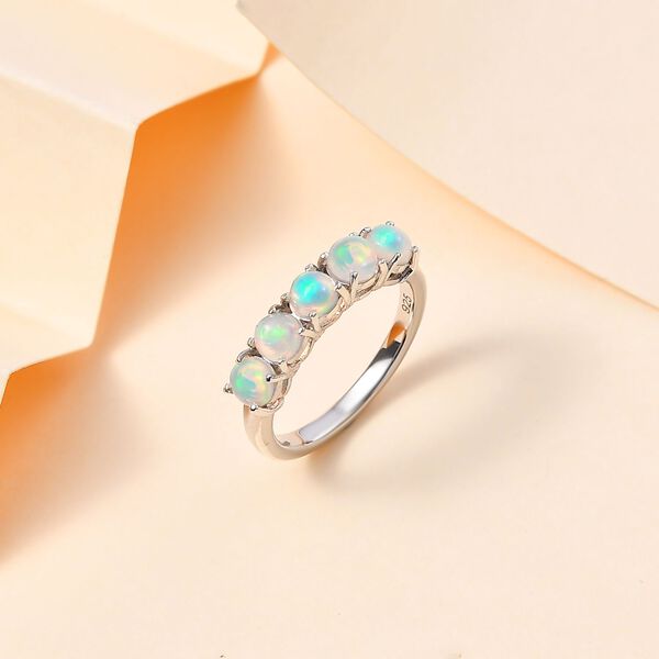 AA Nat&uuml;rlicher, &auml;thiopischer Welo Opal Ring 925 Silber platiniert (Gr&ouml;&szlig;e 19.00) ca. 0,83 ct image number 2
