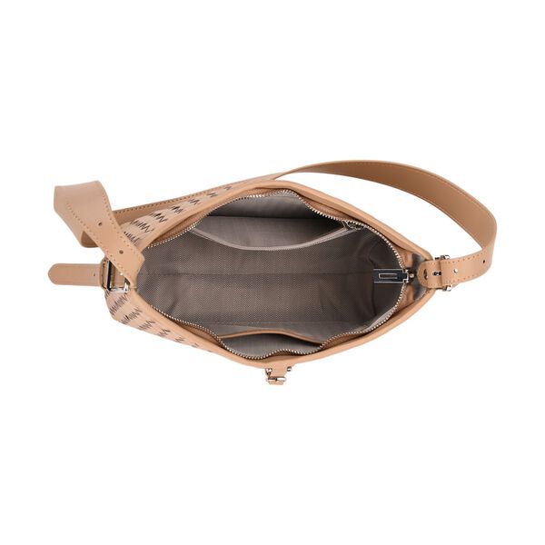 100% Echtleder Crossbody Tasche, 27x9x20cm, Beige image number 6