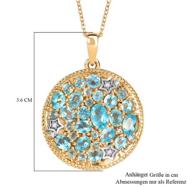 D'Joy AAA blauer Apatit und Zirkon zweifarbiger Anhänger mit 50cm Kette - 4,30 ct. image number 6