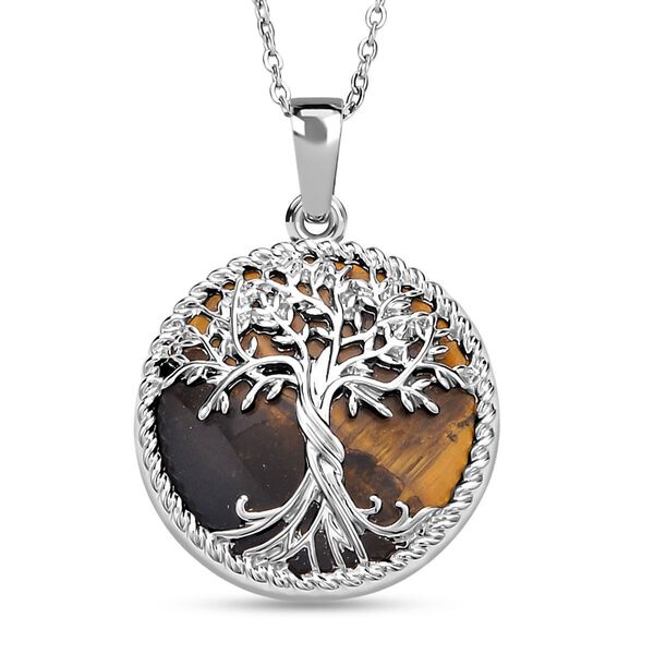 Gelber Tigerauge Anh&auml;nger mit 50cm Kette - 2 ct.