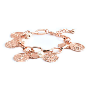Wei&szlig;es Glasperlen Armband 19 cm ros&eacute;farben