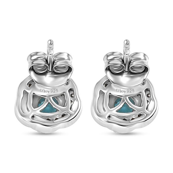 Djoy AA Betroka Blauer Apatit, Wei&szlig;er Zirkon Ohrringe 925 Silber rhodiniert ca. 1.04 ct image number 5