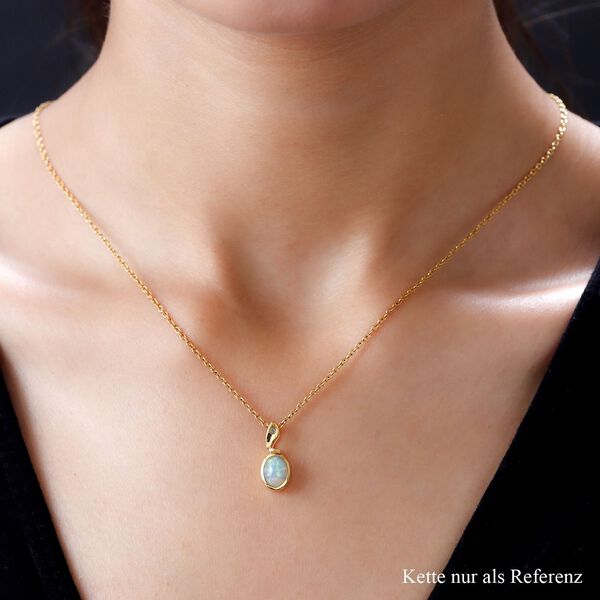 AA natürlicher, äthiopischer Opal und Zirkon-Anhänger in Silber image number 2