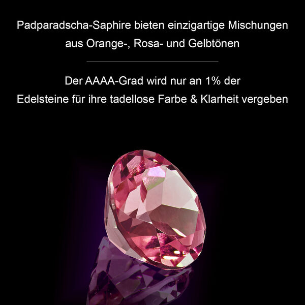 AAAA Padparadscha Saphir und Diamant Anhänger in 585 Gold - 1,30 ct. image number 3