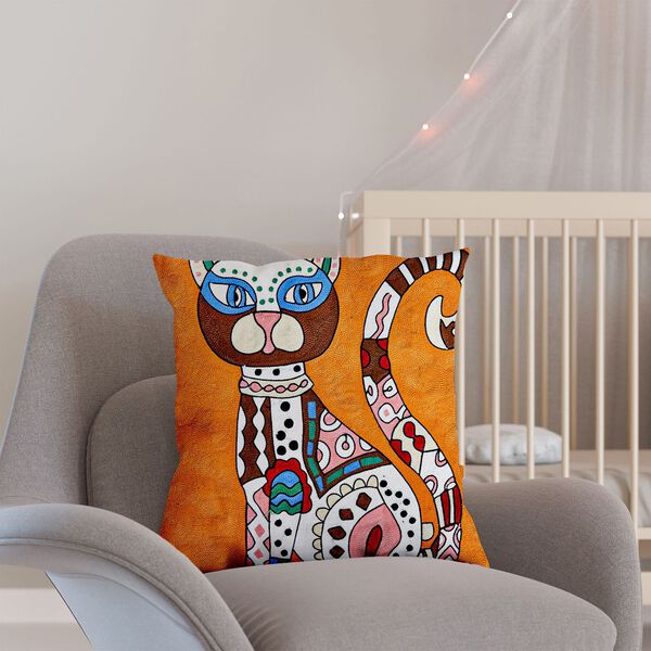 Besticktes Kissenbezug, Katzenpaar, Sonne und Mond image number 7