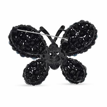 Mehrfarbiger Kristall Schmetterling Brosche, Schwarz