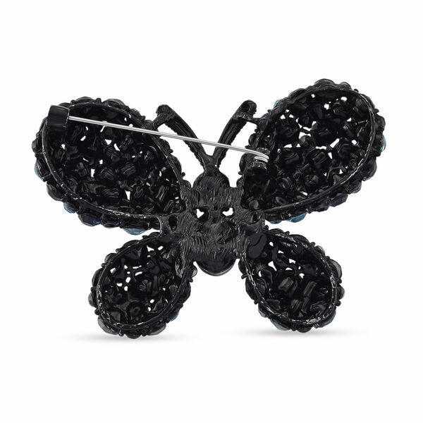Mehrfarbiger Kristall Schmetterling Brosche, Schwarz image number 4
