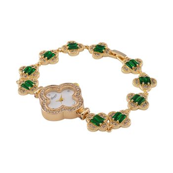 Gr&uuml;ner Zirkonia, Wei&szlig;er Kristall Uhren Std Gelb