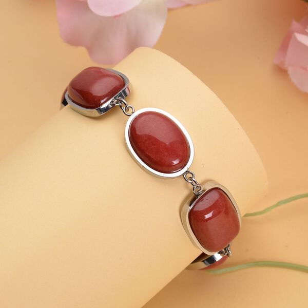 Rotes Achat-Armband, ca. 19 cm, Edelstahl ca. 80.00 ct image number 2