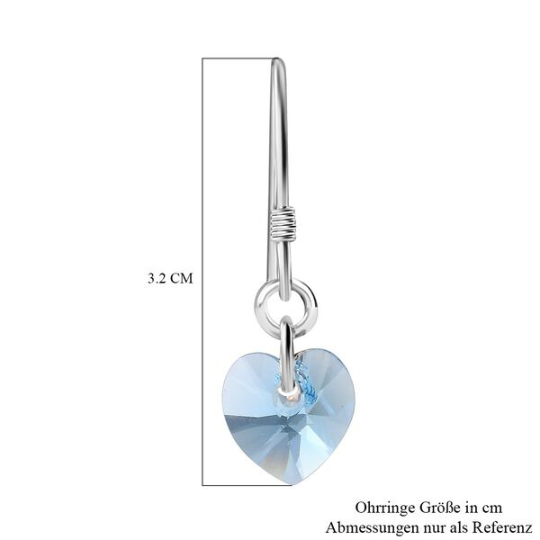 J Francis gefertigt mit SWAROVSKI- Aquamarin Swarovski Kristall Herz Ohrringe image number 6