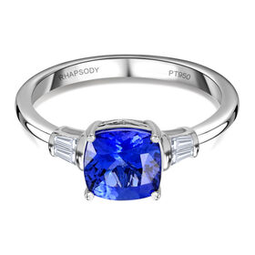 RHAPSODY - AAAA Tansanit und Diamant-Ring, VS E-F, 950 Platin  ca. 2,45 ct