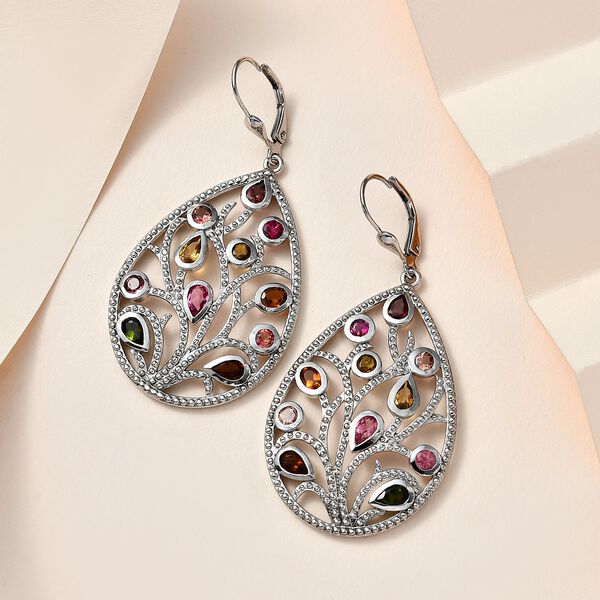 AA Mehrfarbig-Turmalin Ohrringe 925 Silber platiniert ca. 3,49 ct. image number 2