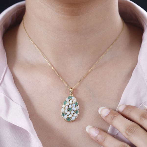 AA natürlicher, äthiopischer Welo Opal, Kagem sambischer Smaragd und Zirkon-Anhänger - 3,50 ct. image number 10