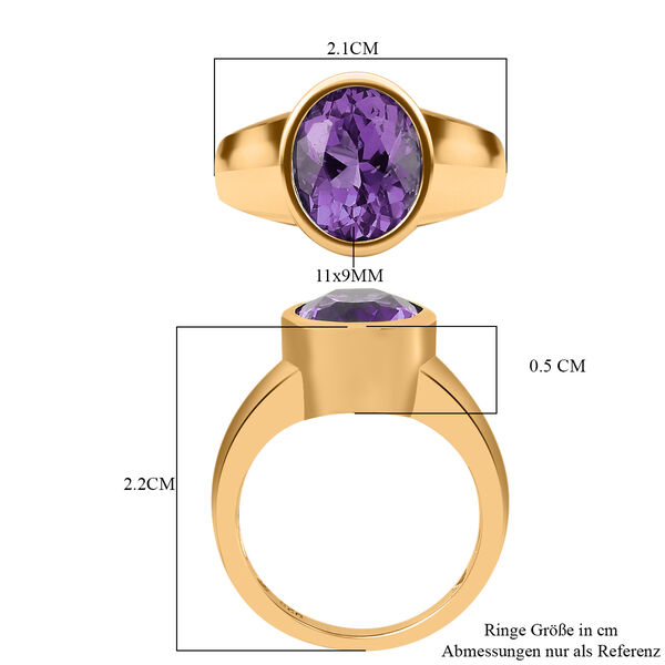 Lusaka Amethyst Solit&auml;r Ring 925 Silber 585 Vergoldet image number 7