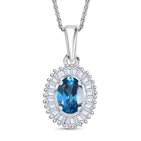 D'Joy London Blau Topas, Moissanit Schmuckset ca. 50 cm 925 Silber rhodiniert ca. 2,24 ct.