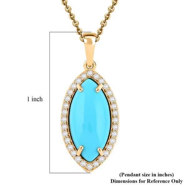 LUXORO AAA Sleeping Beauty T&uuml;rkis und GH I2 Diamant Anh&auml;nger mit 45cm 750 Gold-Kette in 417 Gold - 3,55 ct. image number 4