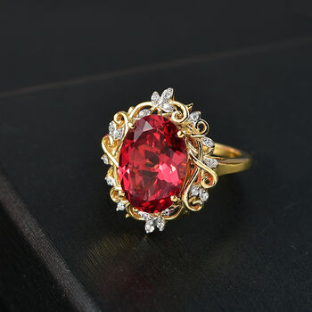 D'Joy Labor Padparadscha Saphir und Zirkon Ring - 8,43 ct.