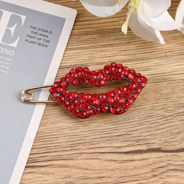Rote Kristall-Brosche, Lippen image number 2