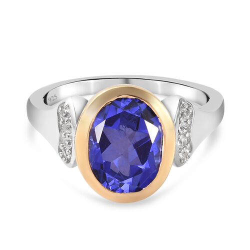 Farbiger Tansanit Quarz und weißer Zirkon-Ring, 925 Silber Bicolor  ca. 2,90 ct image number 0