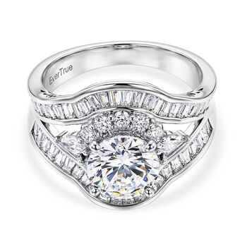 Wei&szlig;er Zirkonia Ring Nickelfreies Messing rhodiniert (Gr&ouml;&szlig;e 16.00)