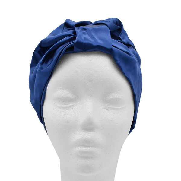 100% Maulbeerseiden Turban für Damen, Größe: 18x24 cm, Dunkelblau image number 0