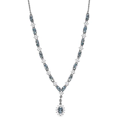 Santamaria Aquamarin Collier, ca. 45 cm, 925 Silber platiniert ca. 4,64 ct