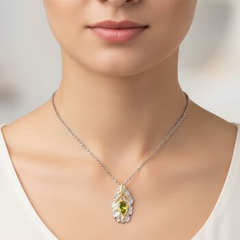 EverTrue Peridot zweifarbiger Anh&auml;nger mit 50cm Kette - 1 ct.