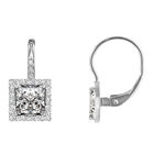 Quadratische AAA Zirkonia-Ohrringe mit Halo-Design, Messing rhodiniert