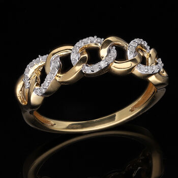 Wei&szlig;er Diamant Ring, 925 Silber Gelbgold Vermeil, (Gr&ouml;&szlig;e 21.00) ca. 0.15 ct