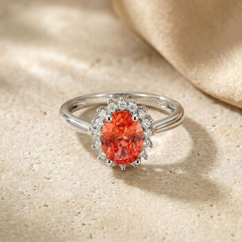 Orange Zirkonia, Wei&szlig;er Zirkonia Ring Nickelfreies Messing (Gr&ouml;&szlig;e 17.00)
