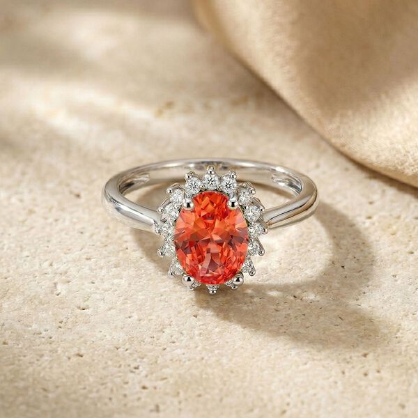 Orange Zirkonia, Wei&szlig;er Zirkonia Ring Nickelfreies Messing (Gr&ouml;&szlig;e 17.00) image number 1