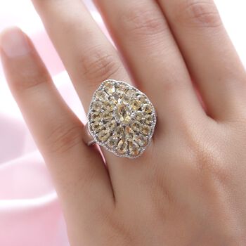 Citrin-Ring 925 Silber platiniert  ca. 5,07 ct