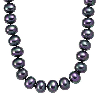 Pfaufarbene Muschelperle Halskette ca. 50 cm Reiner Edelstahl Standard