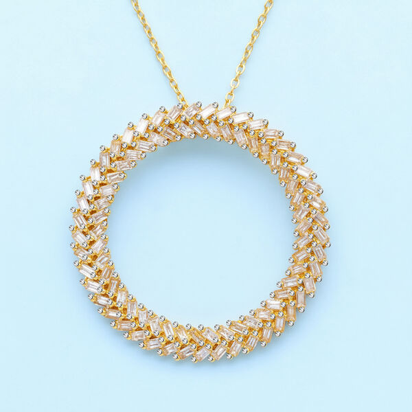 LUXURIANT SGL zertifizierter VS-EF Labor Diamant Anhänger mit 50cm Kette, 925 Silber 750 Gelbgold Vermeil - 1 ct. image number 3