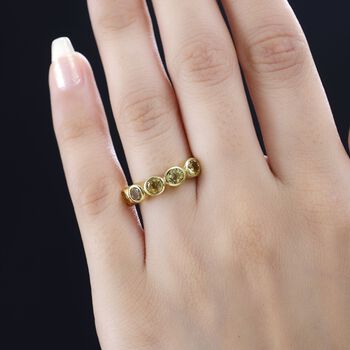 AA Premium Brasilianischer Heliodor Ring, 925 Silber, 750 Gelbgold Vermeil (Gr&ouml;&szlig;e 20.00), ca. 1.20 ct