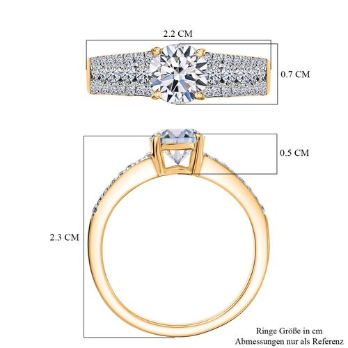LUXURIANT DIAMOND - Lab Grown Diamant SI Ring 925 Silber 750 Gelbgold Vermeil (Größe 17.00) ca. 1.51 ct image number 6