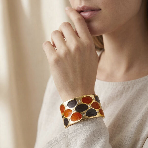 Wei&szlig;er Kristall Armreif ca. 17 cm emailliert image number 3