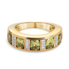 Natürlicher Peridot und Zirkon-Ring, 925 Silber vergoldet (Größe 19.00) ca. 2,07 ct