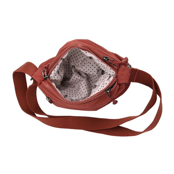 Nylon Crossbody Tasche mit Reißverschlussfächern, verstellbarem Schulterriemen, Rot image number 5