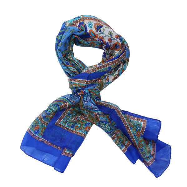 SUKRITI - 100% Leder Schultertasche mit passendem Seiden-Schal, Himmelblau image number 8