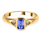 Pfau Tansanit, Grüner Tansanit Ring 925 Silber 750 Gelbgold Vermeil (Größe 20.00) ca. 0,85 ct