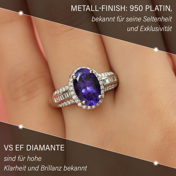 RHAPSODY AAAA Tansanit und VS EF Diamant Ring in 950 Platin - 3,78 ct. image number 3