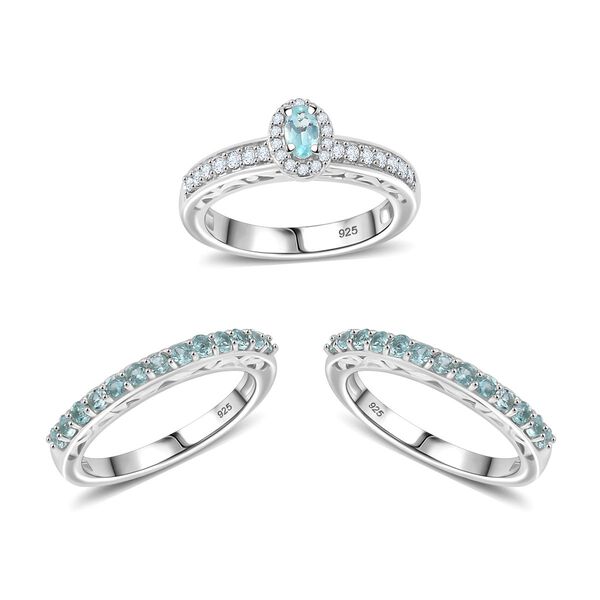 3er-Set- AA Lagunen Apatit und Zirkon Ringe - 1,87 ct. image number 4